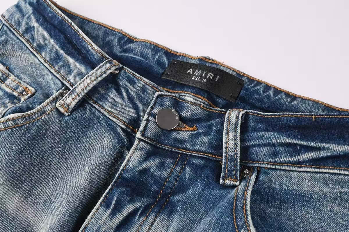 Amiris Jeans Men Fashion Patch Repair Low Rise Skinny Denim (5) - www.newkick.org